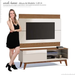 Rack com Painel Para TV 146cm 1 Gaveta Classic 1G 1.4 Off White/Freijo