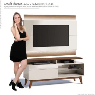 Rack com Painel Para TV Classic Mais 1G 1.4 Com LED Imcal Off White/Freijo
