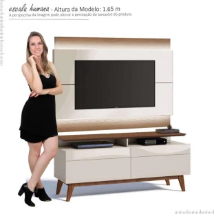 Rack com Painel Para TV Classic Mais 2G 1.4 Com LED Imcal Off White/Freijo