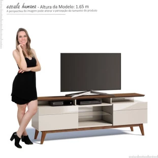 Rack Para Sala TV 65 Polegadas Classic Mais 2G 1.8 Imcal Off White/Freijó
