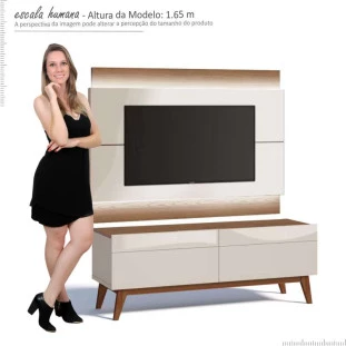 Rack com Painel Para TV Classic 2G 1.4 Com LED Imcal Off White/Freijo