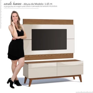 Rack com Painel Para TV Classic 2G 1.4 Imcal Off White/Freijo