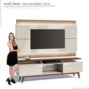 Rack com Painel Para TV Classic Mais 2G 1.8 Com LED Imcal Off White/Freijo 