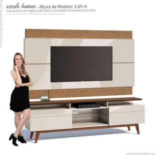Rack com Painel Para TV Classic Mais 2G 1.8 Imcal Off White/Freijo
