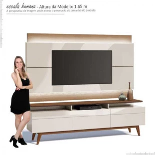Rack com Painel Para TV Classic Mais 3G 1.8 Com LED Imcal Off White/Freijo
