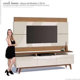 Rack com Painel Para TV Classic Mais 3G 1.8 Imcal Off White/Freijo