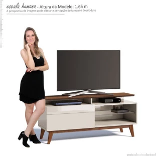 Rack Pequeno TV 55 Polegadas Classic 1G Mais 1.4 Imcal Off White/Freijó
