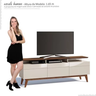 Rack Para Sala TV 65 Polegadas Classic Mais 3G 1.8 Imcal Off White/Freijó