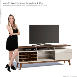 Rack Para Sala TV 65 Polegadas Classic Mais AD 1.8 Imcal Off White/Freijó