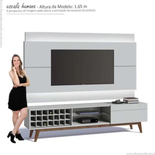 Rack com Painel Para TV Classic AD 2.2 Com LED Imcal Branco