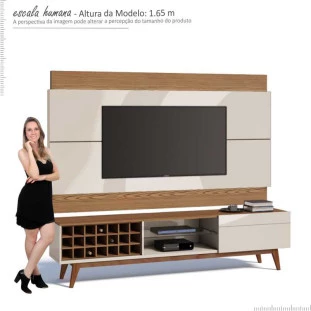 Rack com Painel Para TV Classic AD 1.8 Imcal Off White/Freijo