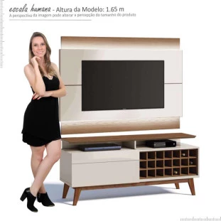 Rack com Painel Para TV Classic Mais AD 1.4 Com LED Imcal Off White/Freijo