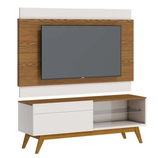 Rack com Painel Para TV 146cm 1 Gaveta Classic 1G 1.4 Com LED Imcal Freijo/Off White