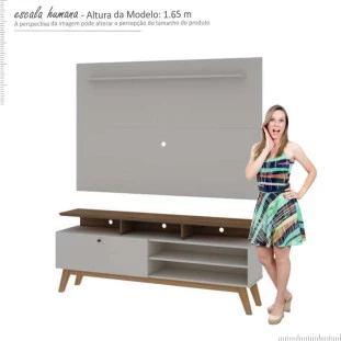 Rack Com Painel Para TV até 65 Arizona 1.6 Gelius Off White/Madeirado