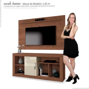 Rack Com Painel Para Sala TV 50 Pol Denver EDN Naturale/Off White
