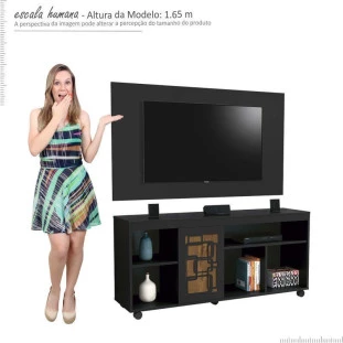 Rack com Painel Para TV 46 Laser EDN Preto/Naturale