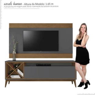 Rack Com Painel Para TV 65 Pol Merlot 180 EDN Grafite/Naturale