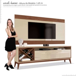 Rack Com Painel Para TV 65 Pol Merlot 180 EDN Off White/Naturale