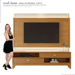 Rack com Painel Para TV 75 Polegadas 2.1 Koly EAX Móveis Tauari/Off White/Tauari