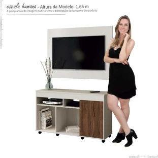 Rack com Painel Para TV 40 Vision EDN Off White/Naturale