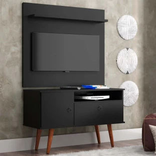 Rack com Painel Pequeno Para TV 32 Polegadas 90cm Yan Patrimar Grafite/Cinamomo