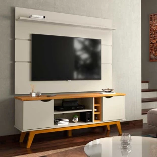 Rack com Painel Para TV 65 Polegadas 160cm Prism 1.6 Patrimar Off White/Cinamomo
