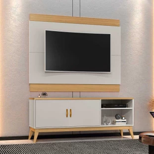 Rack Com Painel Para TV Até 60 Pol Gara EAX Móveis Fendi/Freijo