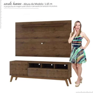 Rack Com Painel TV até 65 Texas 1.8 Gelius Madeirado