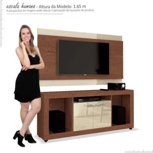 Rack Com Painel Para Sala TV 50 Pol Triton EDN Naturale/Off White