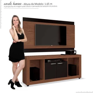 Rack Com Painel Para Sala TV 50 Pol Triton EDN Naturale/Preto