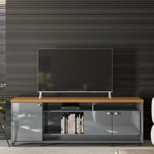 Rack Bancada Para TV 65 Polegadas Dallas 1.8 Lukaliam Cinza/Tauari