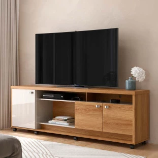 Rack Bancada Para TV 65 Polegadas Dallas 1.8 Lukaliam Freijo/Off White