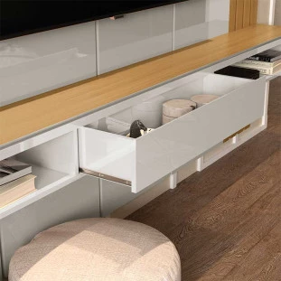 Painel Ripado Para TV 75 Polegadas 217cm Brise com Nicho 2.2 EDN Freijo/Fendi