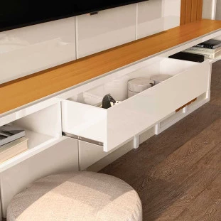 Painel Ripado Para TV 75 Polegadas 217cm Brise com Nicho 2.2 EDN Cedro/Off White