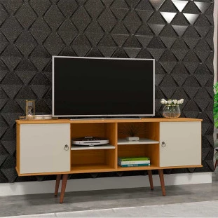 Rack Retrô Para TV 65 Polegadas 160cm Estrela Patrimar Cinamomo/Off White