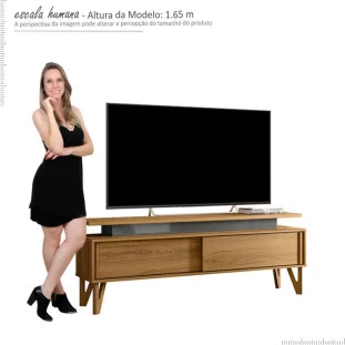 Rack Para TV 65 Polegadas 1.6 Zacat EAX Móveis Freijo/Cinza
