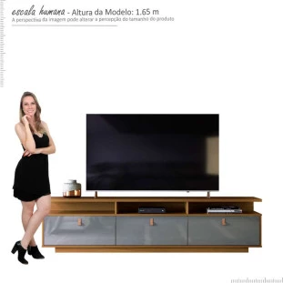 Rack Para TV 75 Polegadas 2.1 Zory EAX Móveis Tauari/Cinza