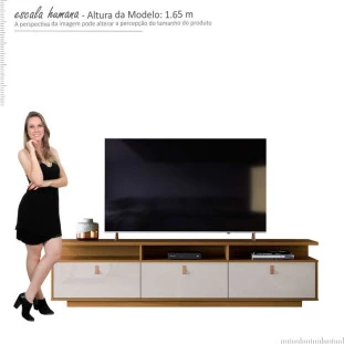 Rack Para TV 75 Polegadas 2.1 Zory EAX Móveis Tauari/Off White
