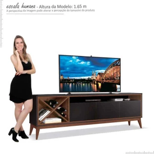 Rack Sala Para TV até 65 Polegadas Merlot 180 EDN Preto/Naturale