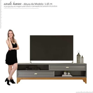 Rack Para TV 75 Polegadas 2.1 Koly EAX Móveis Cinza/Tauari