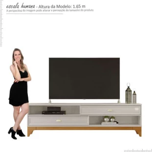 Rack Para TV 75 Polegadas 2.1 Koly EAX Móveis Off White/Tauari