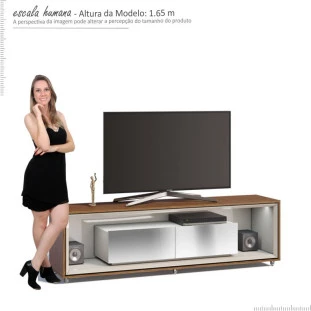 Rack Para TV 65 Polegadas Ópera com Espelho 1.8 Imcal Off White/Freijó
