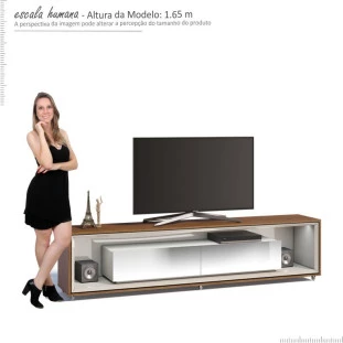 Rack Para TV 65 Polegadas Ópera com Espelho 2.2 Imcal Off White/Freijó