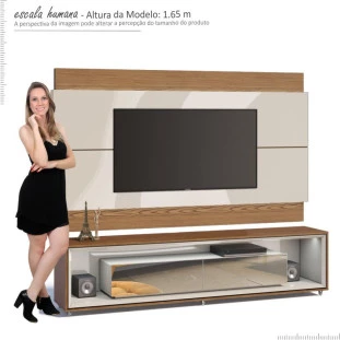 Rack Ópera Espelho com Painel Para TV Classic 1.8 Imcal Off White/Freijo