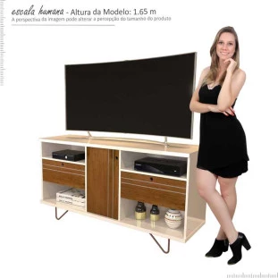 Rack Bancada Para TV 55 Polegadas 5353 JB Bechara Pérola/Caramelo