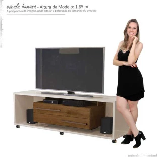 Rack Bancada Para TV 55 Polegadas 5522 JB Bechara Pérola/Caramelo