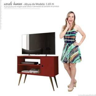 Rack Retrô Pequeno Para TV 37 Reale EDN Vermelho