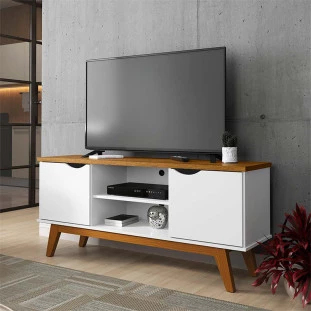 Rack Para TV Sala 55 Polegadas 140cm Prism 1.4 Patrimar Branco/Cumaru