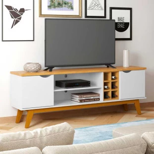 Rack Para TV Sala 75 Polegadas 180cm Prism 1.8 Patrimar Branco/Cinamomo