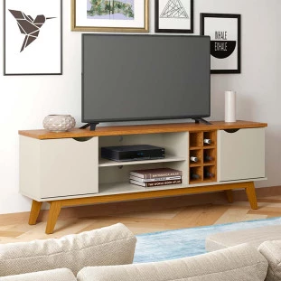 Rack Para TV Sala 75 Polegadas 180cm Prism 1.8 Patrimar Off White/Cumaru